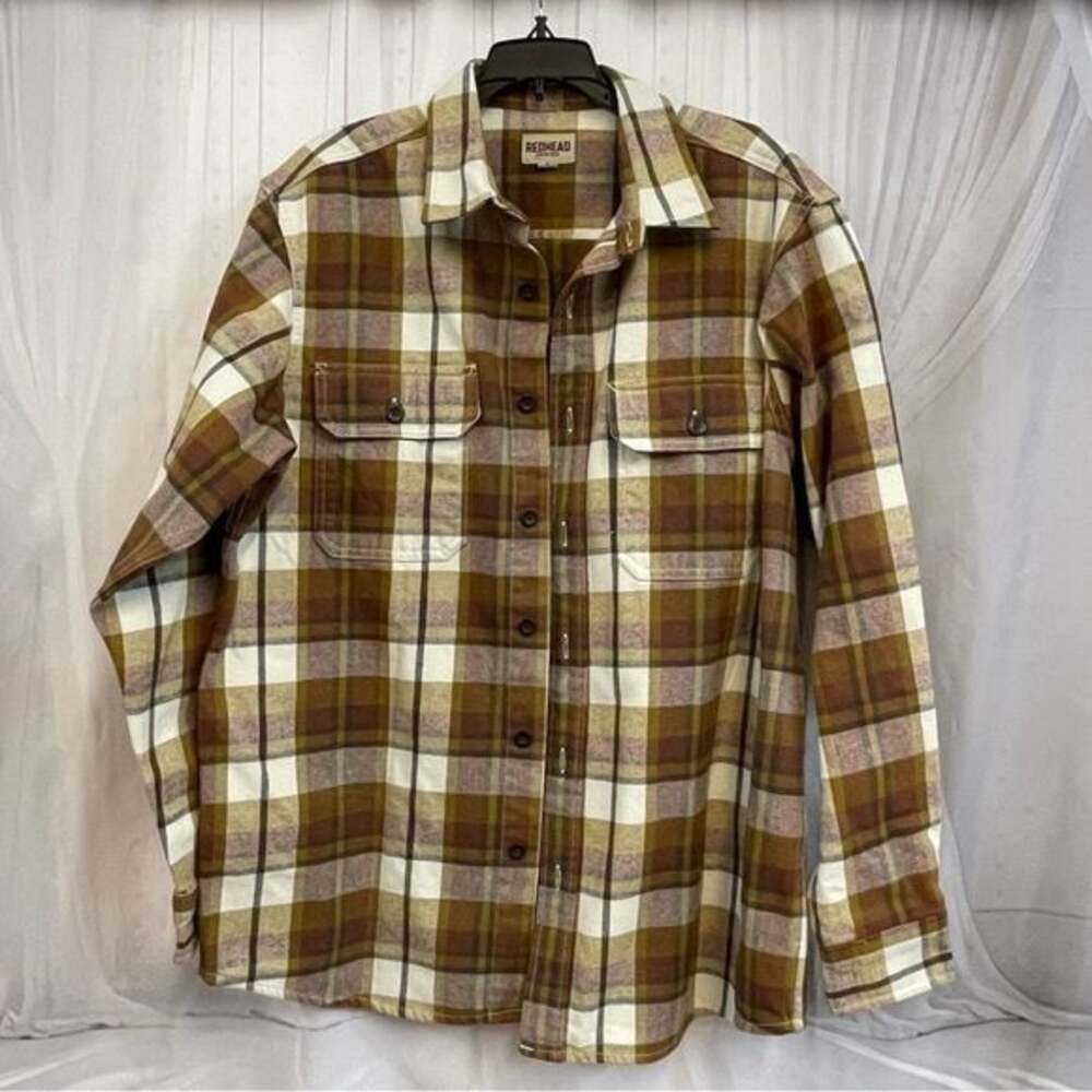RedHead Multi-Color Plaid Shirt Large L Flannel Button Down Mens Western